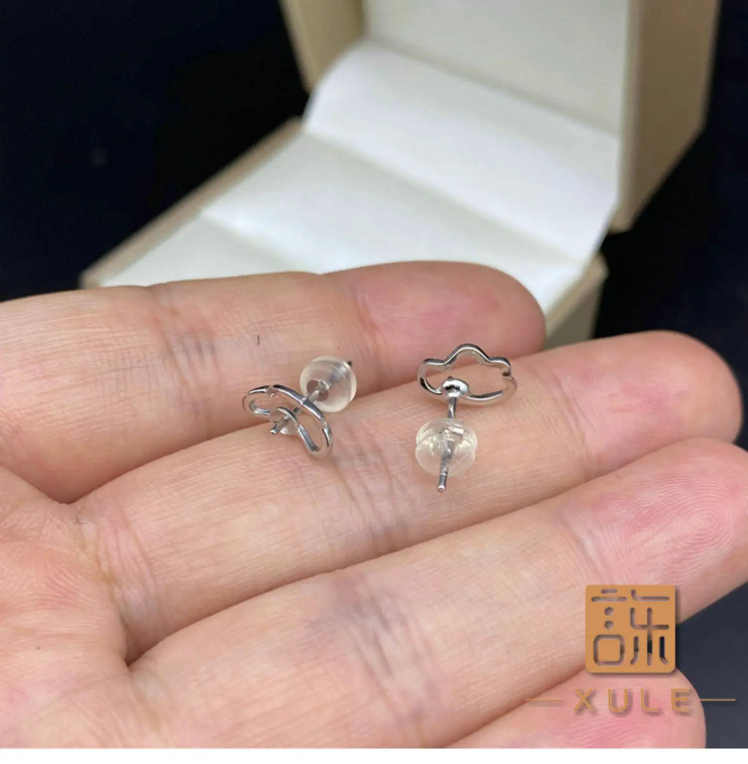 Sterling Silver Pearl Cloud Earrings Studs — feature 7