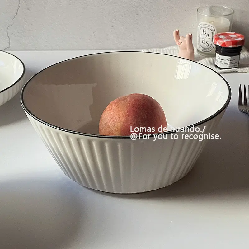 Scandinavian White Bowl 1300ml Vertical Pattern — feature 13