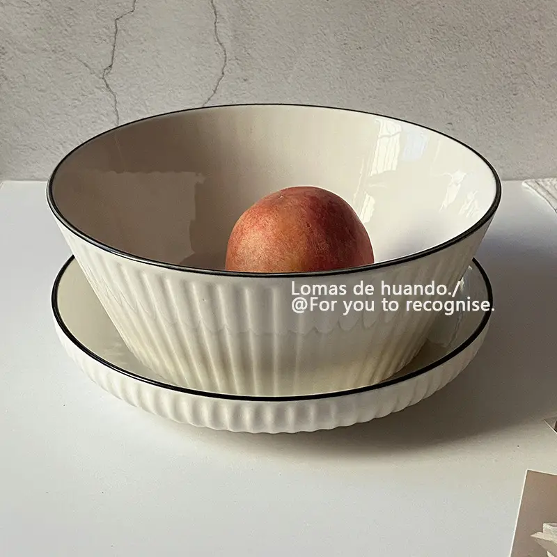 Scandinavian White Bowl 1300ml Vertical Pattern — feature 14
