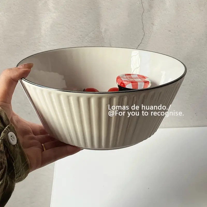 Scandinavian White Bowl 1300ml Vertical Pattern — feature 19