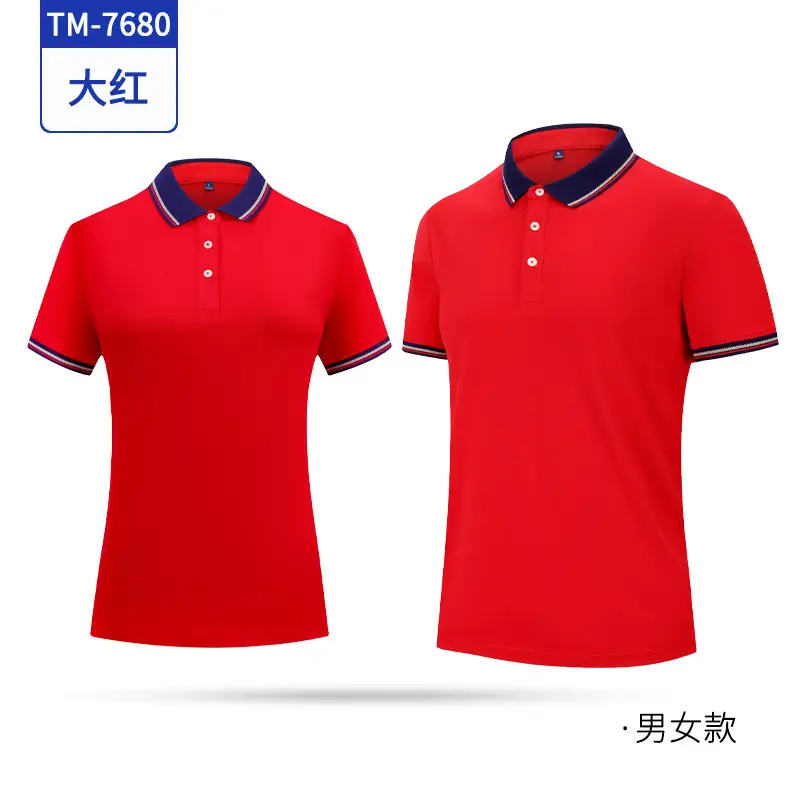 Men Women Navy Polo T-Shirt with Embroidered Design - Image 10