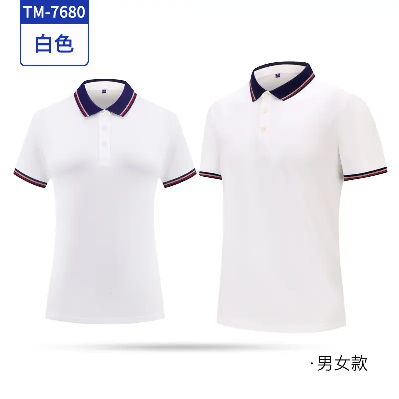 Men Women Navy Polo T-Shirt with Embroidered Design - Image 9