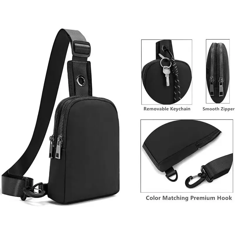 White Mini Crossbody Bag for Women Men Adjustable Strap