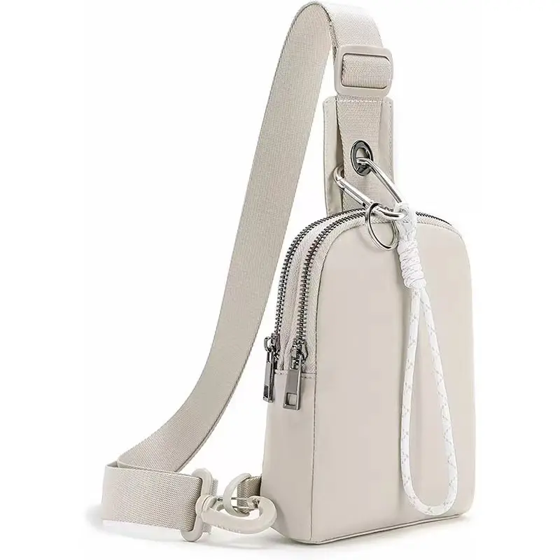 White Mini Crossbody Bag for Women Men Adjustable Strap
