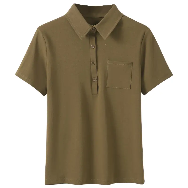 Green Cotton Polo T-Shirt Summer New Fashion - Image 8