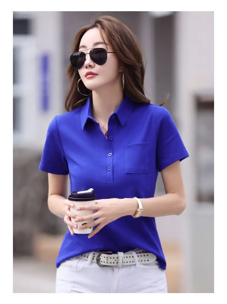 Green Cotton Polo T-Shirt Summer New Fashion — feature 21