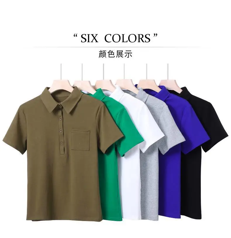 Green Cotton Polo T-Shirt Summer New Fashion — feature 3