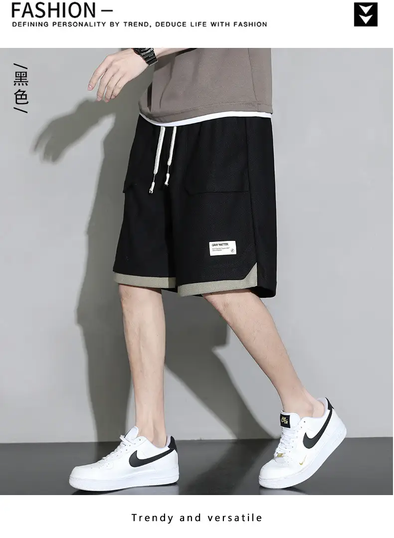 Men's Slim Fit Loose Sports Shorts Plus Size Five Point Design — feature 7