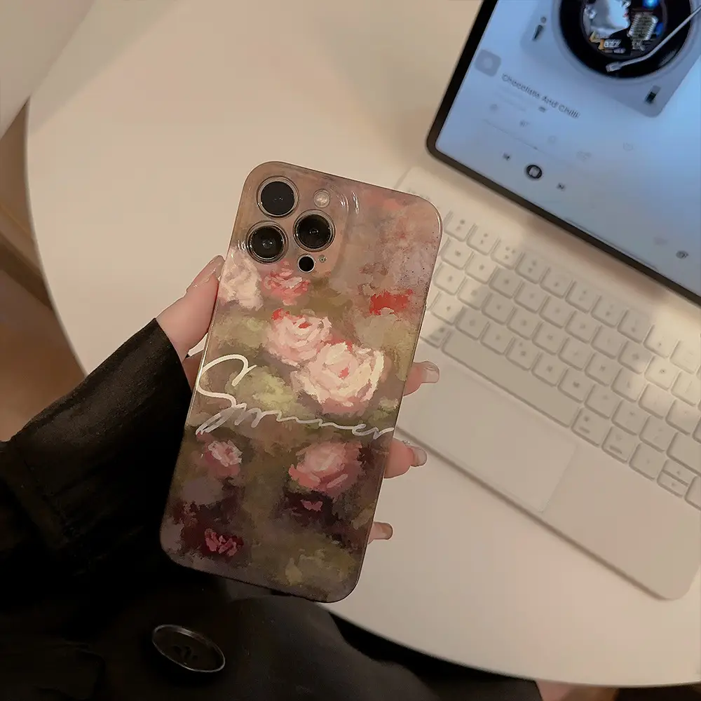 iPhone 14 Phone Case Floral Oil Painting Design - Image 4