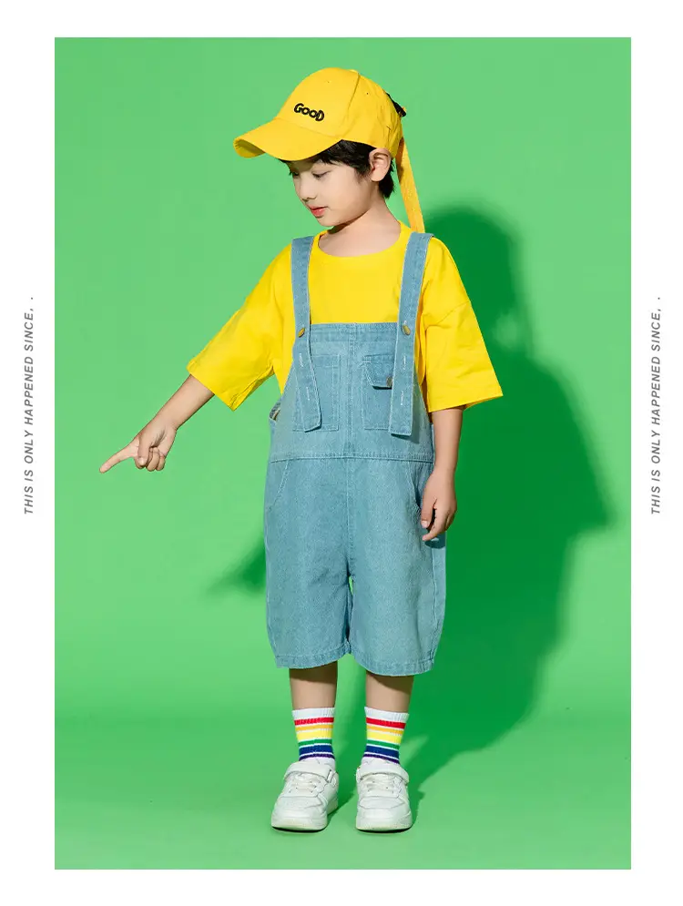 Children's Dance Outfit Purple T-Shirt Blue Overalls — feature 22