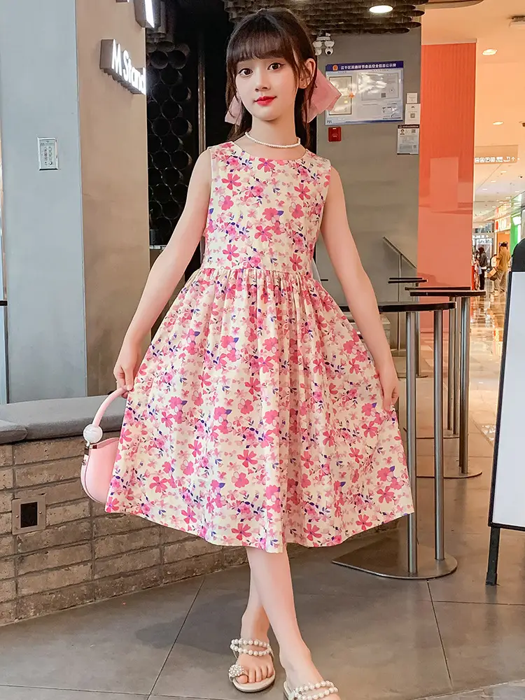 Girls Floral Cotton Dress Pastoral Style Summer - Image 4