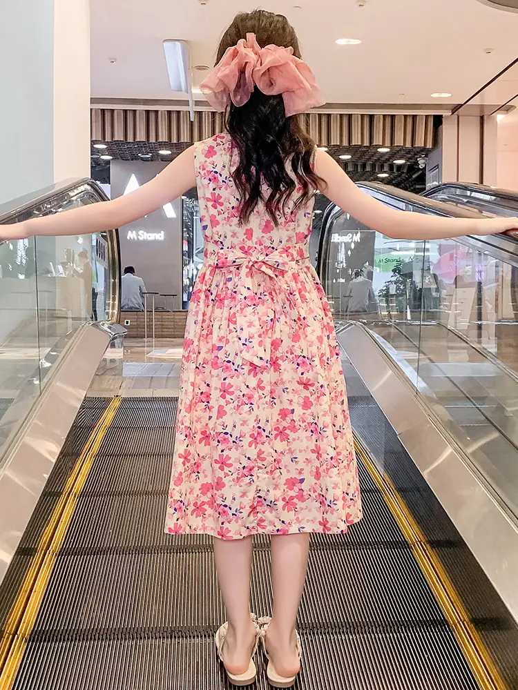 Girls Floral Cotton Dress Pastoral Style Summer - Image 6