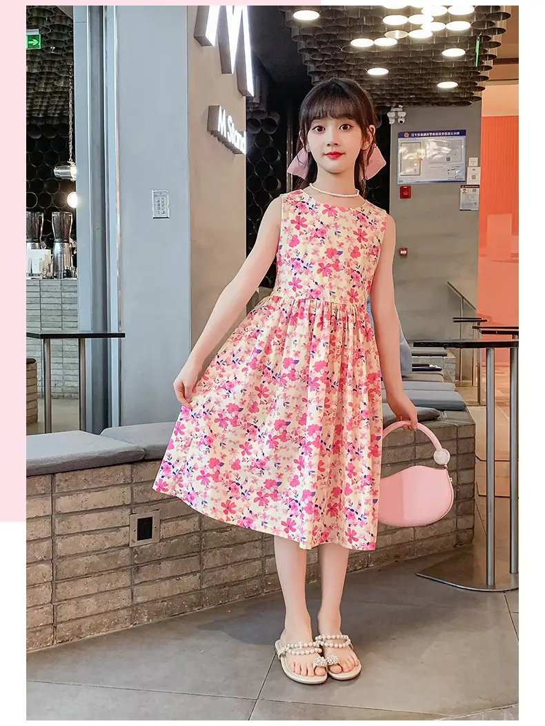Girls Floral Cotton Dress Pastoral Style Summer — feature 17