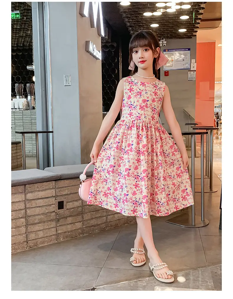 Girls Floral Cotton Dress Pastoral Style Summer — feature 23