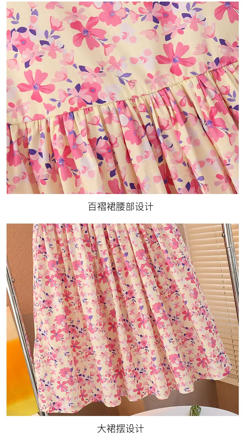 Girls Floral Cotton Dress Pastoral Style Summer — feature 26