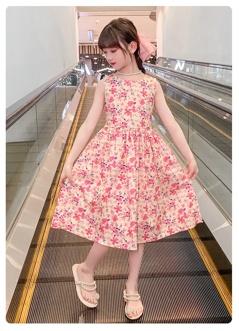 Girls Floral Cotton Dress Pastoral Style Summer — feature 5