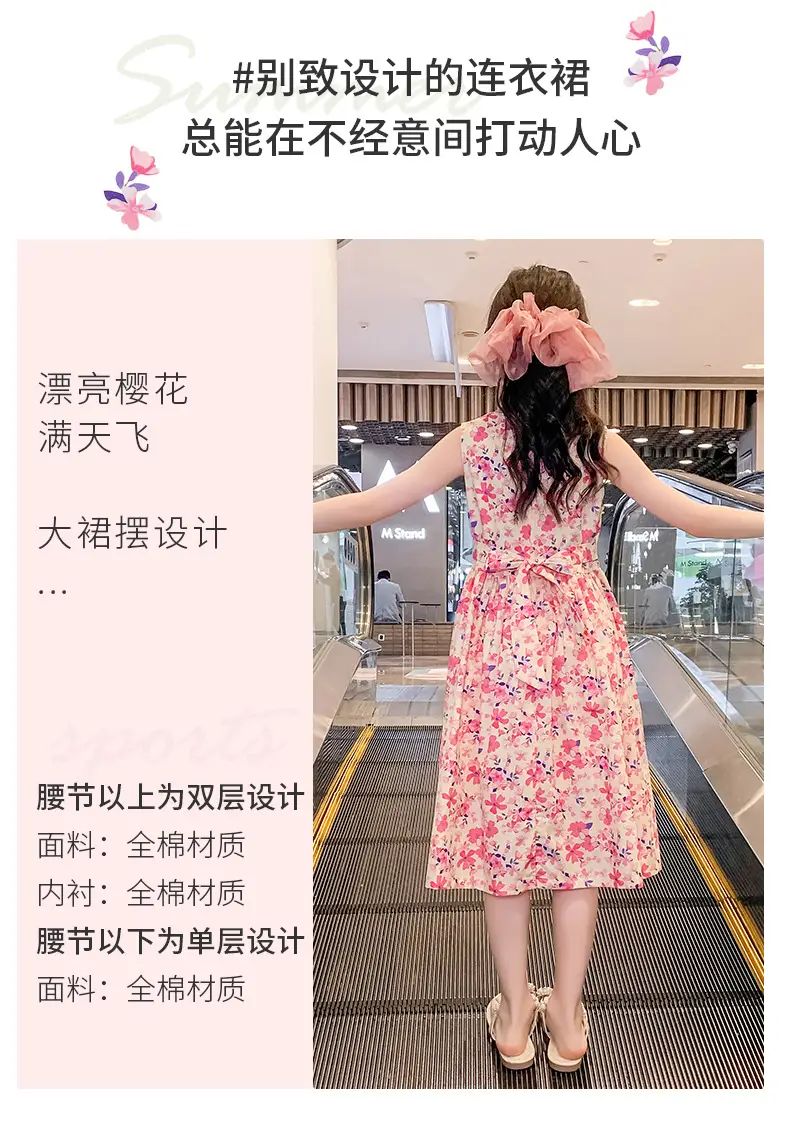 Girls Floral Cotton Dress Pastoral Style Summer — feature 6