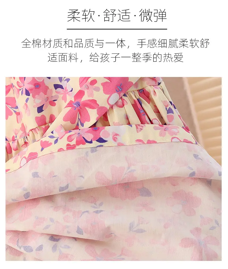 Girls Floral Cotton Dress Pastoral Style Summer — feature 7