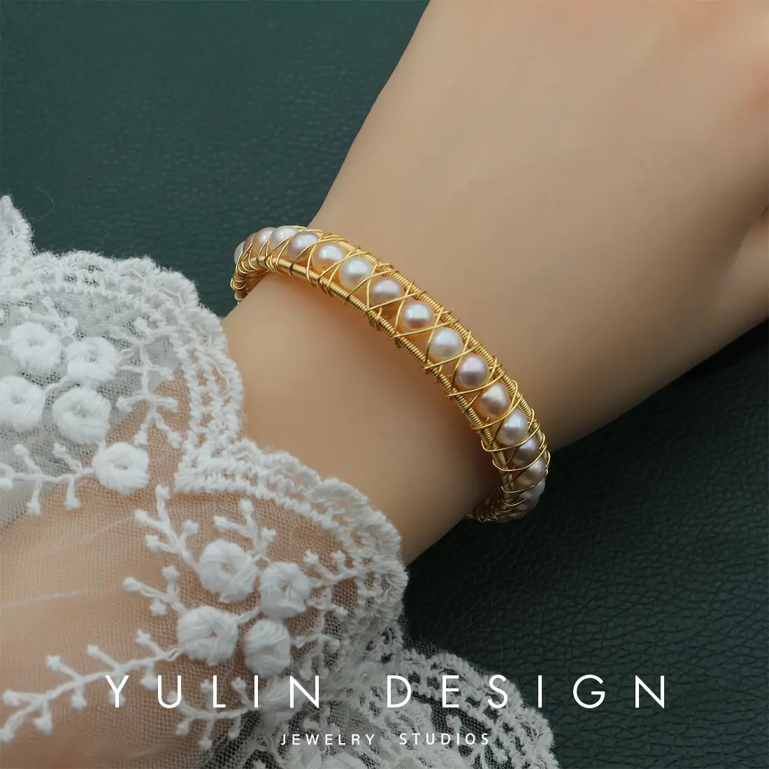 Natural Freshwater Pearl Bracelet 14K Gold Adjustable Women