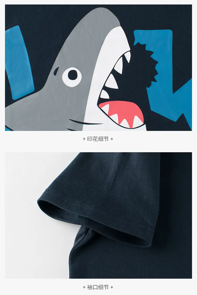 Kids Shark Graphic T-Shirt Navy Blue Short Sleeve — feature 5