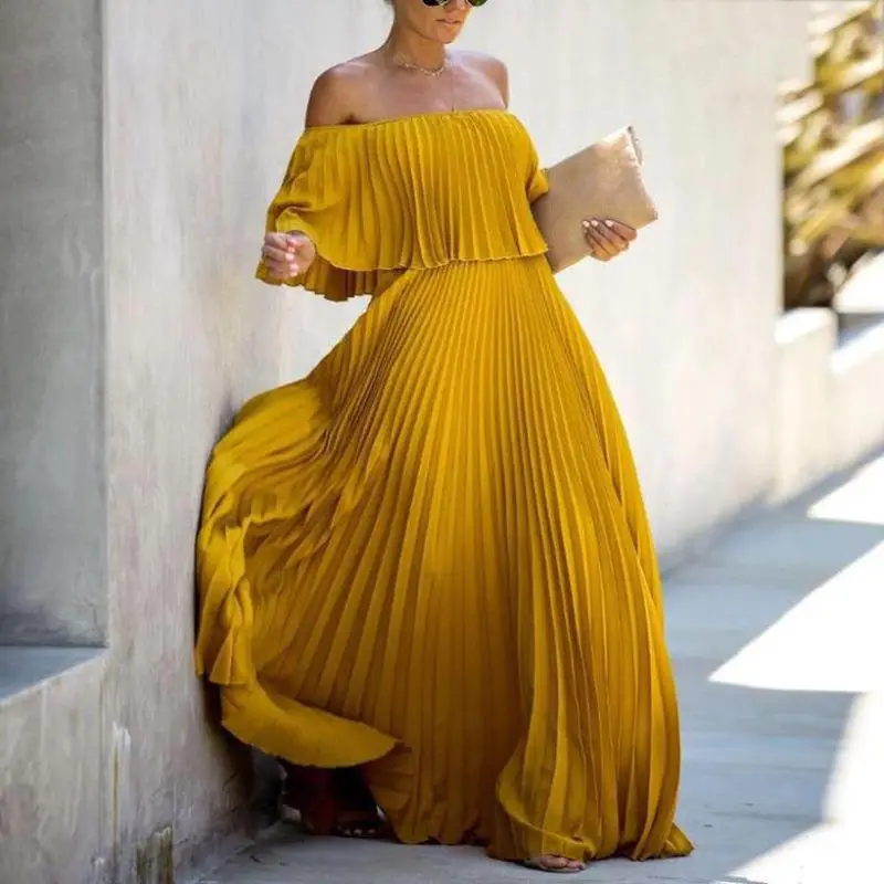 Off-Shoulder Floor-Length Gown Dress for Women - Image 3