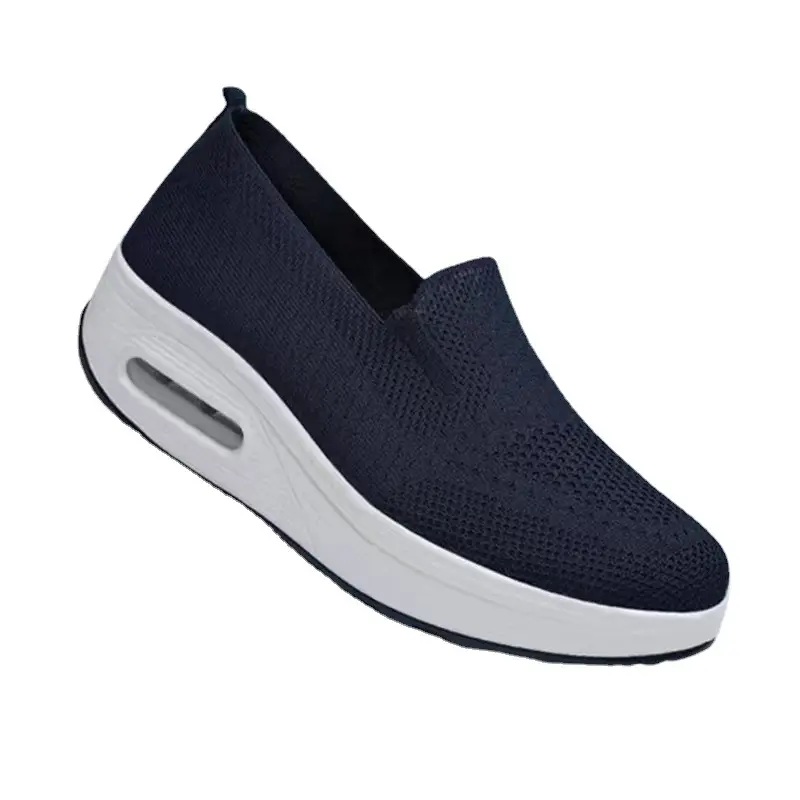 Women's Shoes Flying Woven Mesh Air Cushion Walking Shoes New Style Rocking Shoes Women's Slip-on Thick-soled Heightened Sports Casual Shoes - Image 11