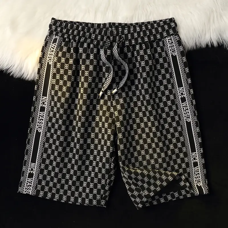 Men Ice Silk Checkered Shorts Large Summer Wear - Image 4