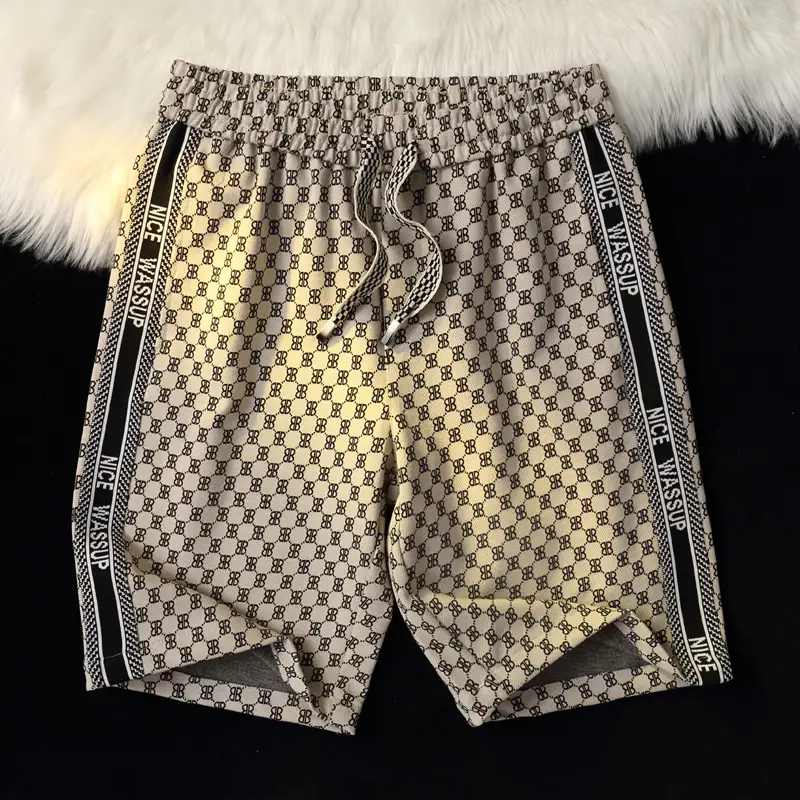 Men Ice Silk Checkered Shorts Large Summer Wear - Image 5