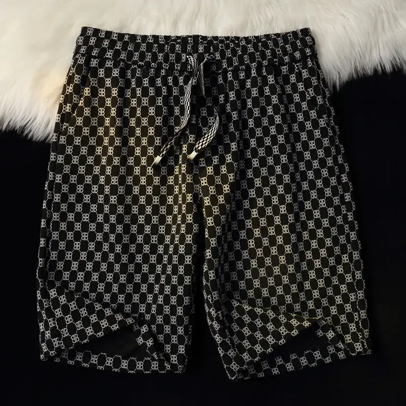 Men Ice Silk Checkered Shorts Large Summer Wear - Image 7