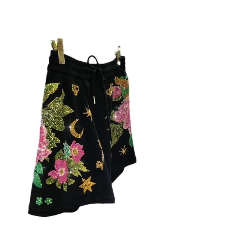 Extra Large Heavy Duty Rhinestone Shorts Women Black - Image 7