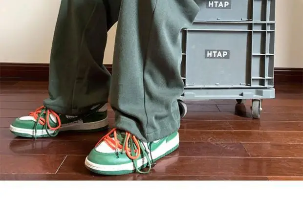 Men's Green Loose Straight Wide Leg Pants Spring Autumn — feature 12