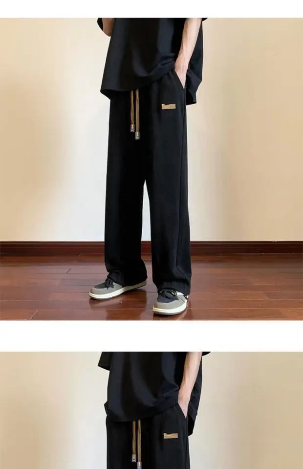 Men's Green Loose Straight Wide Leg Pants Spring Autumn — feature 15