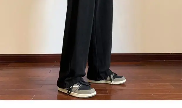Men's Green Loose Straight Wide Leg Pants Spring Autumn — feature 18