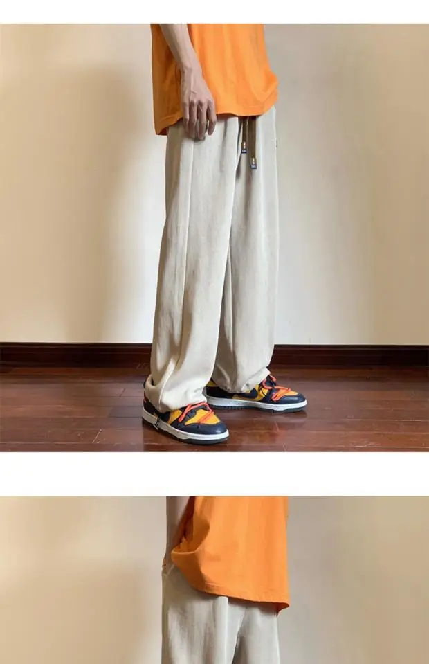 Men's Green Loose Straight Wide Leg Pants Spring Autumn — feature 21
