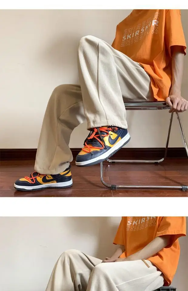 Men's Green Loose Straight Wide Leg Pants Spring Autumn — feature 23
