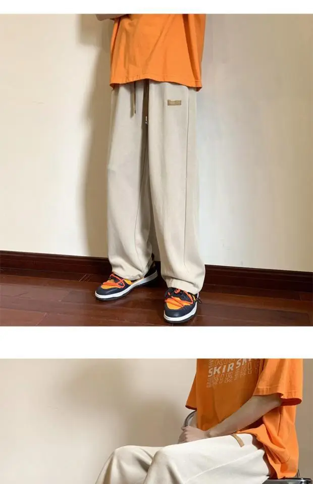 Men's Green Loose Straight Wide Leg Pants Spring Autumn — feature 25