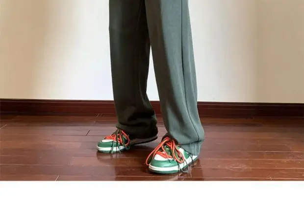 Men's Green Loose Straight Wide Leg Pants Spring Autumn — feature 8