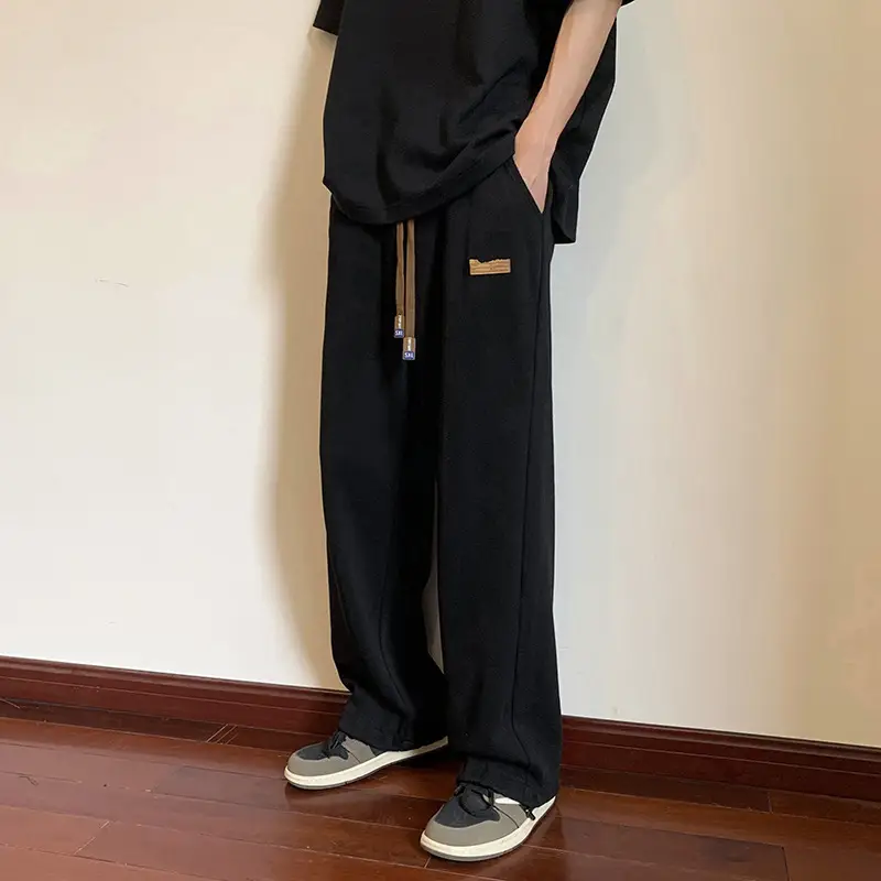Men's Green Loose Straight Wide Leg Pants Spring Autumn - Image 2