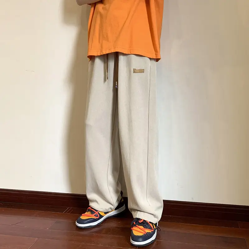 Men's Green Loose Straight Wide Leg Pants Spring Autumn - Image 3