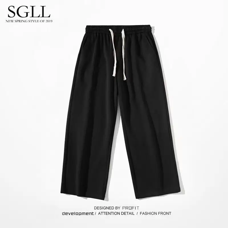 Men's Green Loose Straight Wide Leg Pants Spring Autumn - Image 4