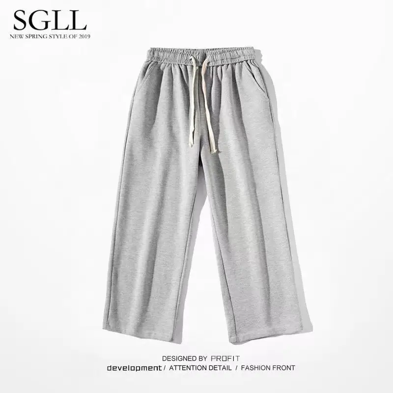 Men's Green Loose Straight Wide Leg Pants Spring Autumn - Image 5