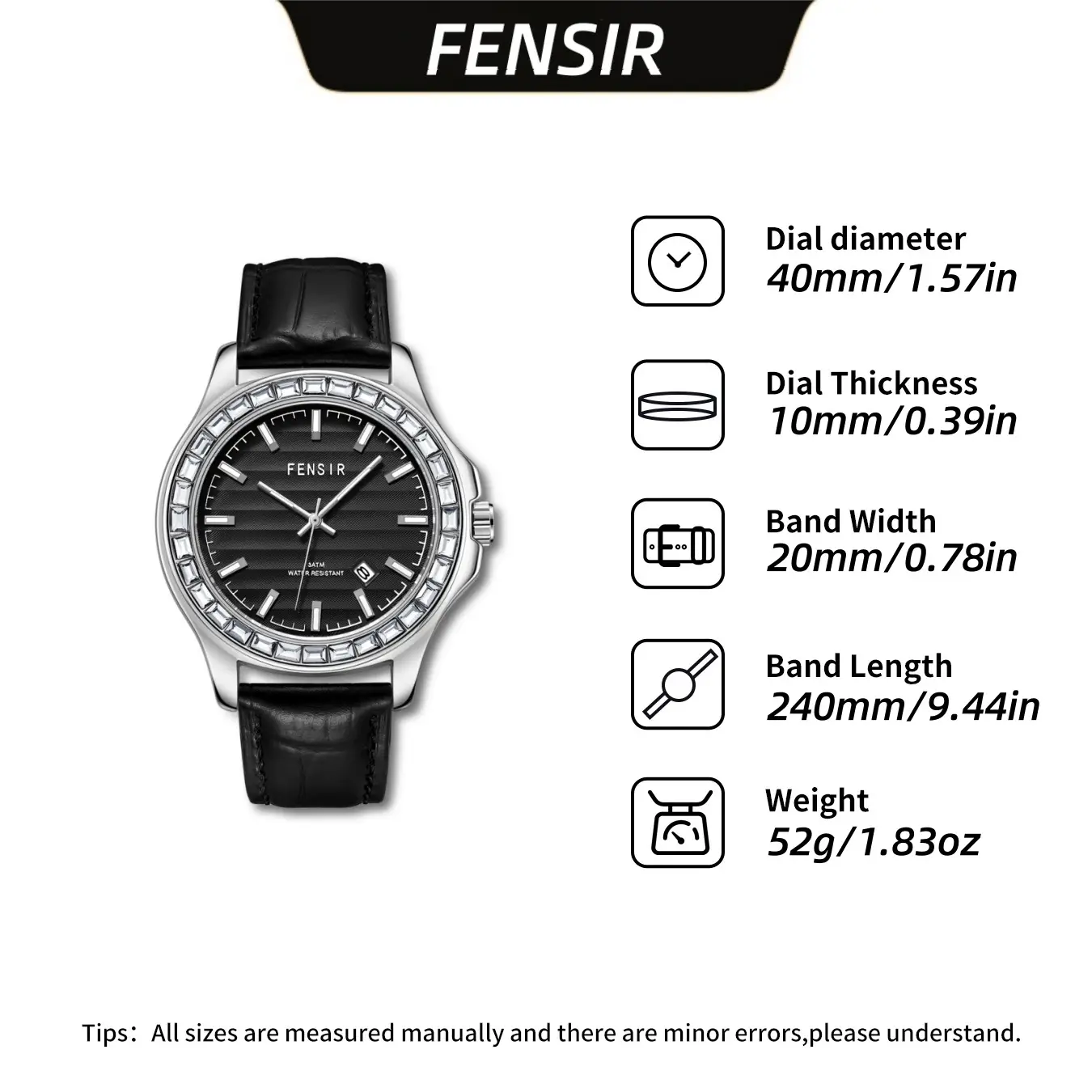 Fenshi Men's Luminous Watch with Crystal Band