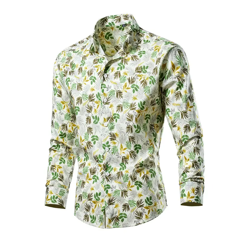 Men's 2023 Floral Long Sleeve Shirt Multicolor Slim Fit - Image 5