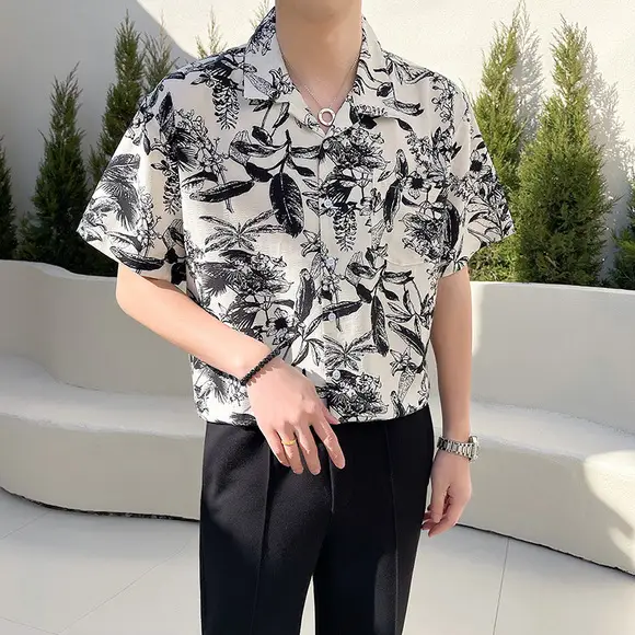 Men's 2023 Floral Long Sleeve Shirt Multicolor Slim Fit — feature 24