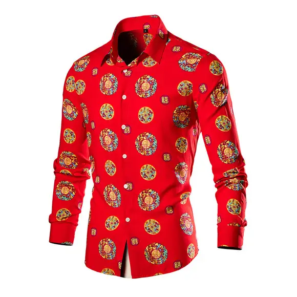 Men's 2023 Floral Long Sleeve Shirt Multicolor Slim Fit — feature 28