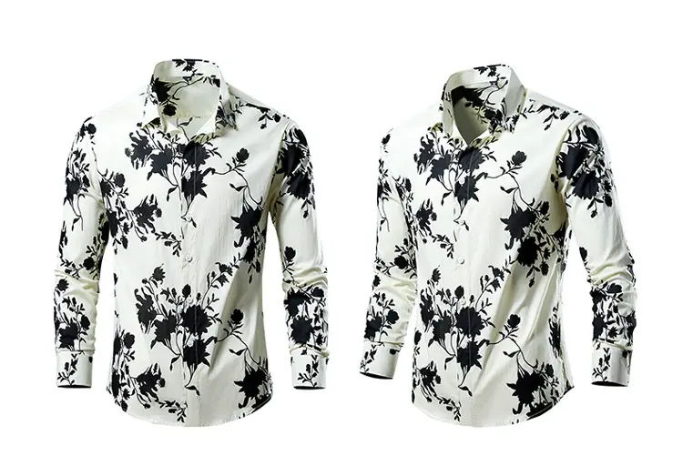 Men's 2023 Floral Long Sleeve Shirt Multicolor Slim Fit — feature 41