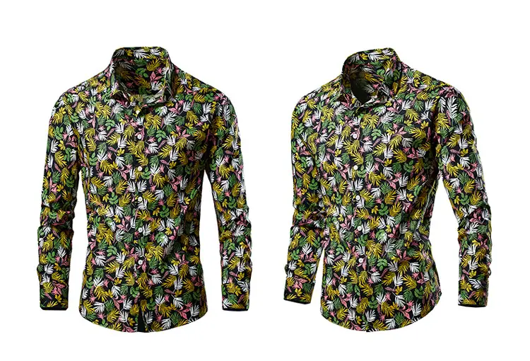 Men's 2023 Floral Long Sleeve Shirt Multicolor Slim Fit — feature 42
