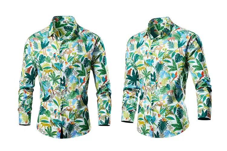 Men's 2023 Floral Long Sleeve Shirt Multicolor Slim Fit — feature 44