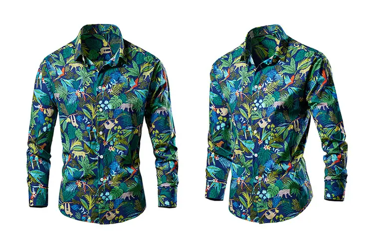 Men's 2023 Floral Long Sleeve Shirt Multicolor Slim Fit — feature 45