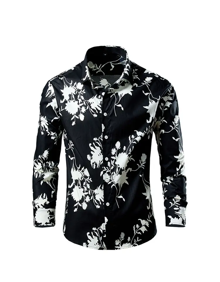 Men's 2023 Floral Long Sleeve Shirt Multicolor Slim Fit — feature 46